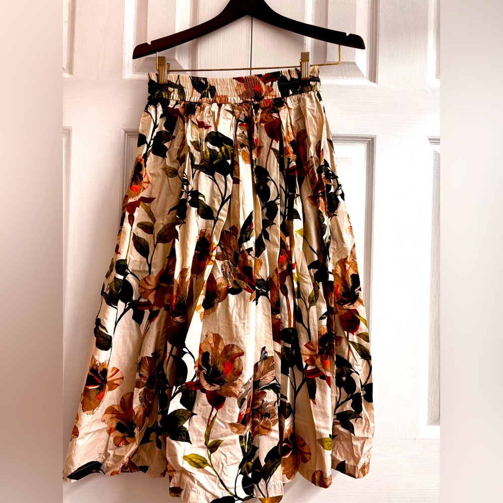Zara Floral Print Midi Skirt
